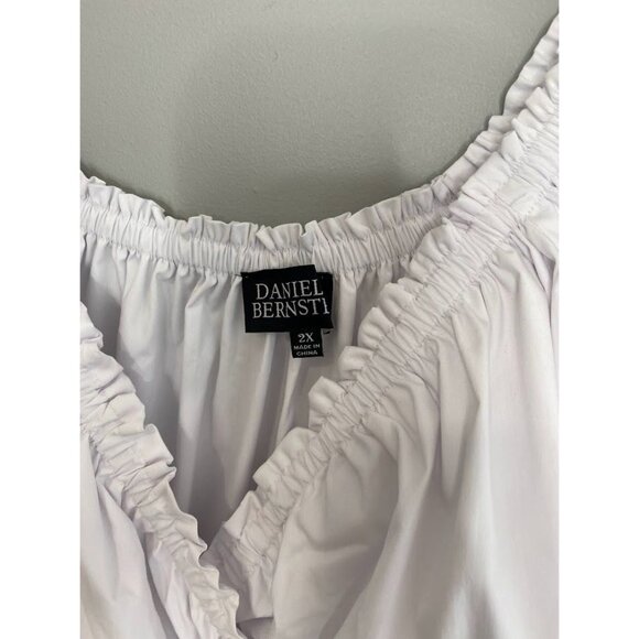 Danielle Bernstein White Midi‎ Smocked Waist Peasant Dress Sz 2x NEW - Picture 7 of 10